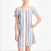 J. Crew Dresses | J. Crew Rainbow Striped Off The Shoulder Dress Size 4 | Color: Pink/Yellow | Size: 4