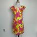 Lilly Pulitzer Dresses | Lilly Pulitzer Floral Cap Sleeve Dress With Beaded Neckline In Size 2 | Color: Pink/Yellow | Size: 2