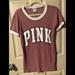 Pink Victoria's Secret Tops | Cute!! Pink Shirt Sleeve Ringer Style T-Shirt. Size Small. | Color: Pink/Purple | Size: S