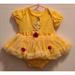 Disney One Pieces | Disney Parks Disney World Belle Yellow Tutu One Piece Outfit Dress Size 6 Months | Color: Yellow | Size: 6mb