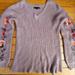 American Eagle Outfitters Sweaters | Ae American Eagle Floral Embroidered Sweater Mauve Pink Size Xs So Pretty | Color: Purple | Size: Xs