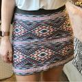 American Eagle Outfitters Skirts | American Eagle Outfitters Multi Print Aztec Boho Mini Skirt Size 4-6 | Color: Gray/Purple | Size: 4