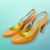 J. Crew Shoes | J. Crew Coral Patent Leather Sling-Back Heels Sz 7.5 | Color: Orange | Size: 7.5
