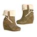 Nine West Shoes | Nine West Olive Green Wedge Heel Zip Booties 8.5 | Color: Cream/Green | Size: 8.5