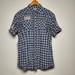 Disney Shirts | Disney Parks Western Pearl Snap Plaid Shirt “Mickey’s Cycle Works” Large | Color: Blue/White | Size: L