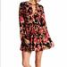 Free People Dresses | Free People | Tegan Printed Long Sleeve Pleated Skirt Mini Dress Women’s Size 4 | Color: Black/Pink | Size: 4