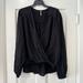 Free People Tops | Free People Check On It Black Draped Open Front Wrap Too Long Sleeve | Color: Black | Size: L