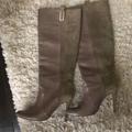 Coach Shoes | Coach Taupe/Olive Heel Boots Size 7.5. | Color: Gray/Green | Size: 7.5