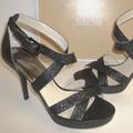 Michael Kors Shoes | Michael Kors Size 6 M Evie Black Leather Sandals New Women's Shoes | Color: Black | Size: 6