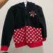 Disney Other | Disney Parks Minnie Mouse Zip Hoodie Ears Sweatshirt Jacket Youth Kids | Color: Black/Red | Size: Xs