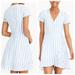 J. Crew Dresses | J. Crew Blue & White Striped 100% Cotton Faux Wrap Dress W Short Sleeves Size 0 | Color: Blue/White | Size: 0