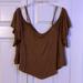 American Eagle Outfitters Tops | American Eagle Cold Shoulder V Cut Tee | Color: Brown/Tan | Size: L