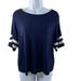 American Eagle Outfitters Tops | American Eagle Outfitters Blue White Striped Sleeves Pullover Tee Womens Sz S | Color: Blue/White | Size: S