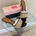 Kate Spade Shoes | Kate Spade Kitten Heel Raffia Mules - Worn Lovingly - Size 8 1/2 | Color: Black/Tan | Size: 8.5