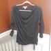 Michael Kors Tops | Michael Kors Dark Gray 3/4 Sleeve Top W/ Scooped Draping Neck And Gathered Side | Color: Gray | Size: L