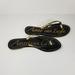 American Eagle Outfitters Shoes | American Eagle Thong Sandals Womens Size 9 Black Patent Gold Strappy. | Color: Black/Gold | Size: 9