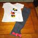 Disney Matching Sets | Girl Minnie Mouse Tee And Black Legging Red Satin Bows | Color: Black/Gray | Size: 5g