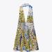 Zara Dresses | Flower Print Dress | Color: Blue/Yellow | Size: M