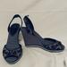 Coach Shoes | Coach Wedge Heel Shoes Sling Back Open Toe Size 9 Great Condition Blue Grey | Color: Blue/Gray | Size: 9