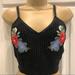 American Eagle Outfitters Tops | American Eagle Outfitters Black Floral Crocheted Halter Top M | Color: Black/Red | Size: M