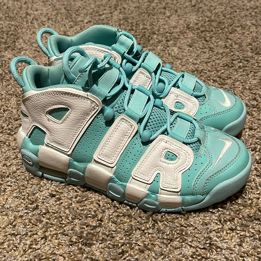 Nike Shoes | 5y Or 6.5 Women’s Nike Uptempo Island Green Shoes | Color: Blue/Green | Size: 6.5
