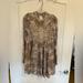 Free People Dresses | Free People Tan Blue Paisley Sweet Thing Lace Trim Swing Tunic Mini Dress Size M | Color: Tan | Size: M