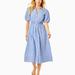 Lilly Pulitzer Dresses | Lilly Pulitzer Blue & White Tassie Oxford Striped Button Up Dress Nwt | Color: Blue/White | Size: 10