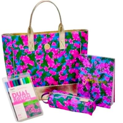 Lilly Pulitzer Office | Bnwt 4-Piece Lilly Pulitzer Art Tote Set Limited Purchase & No Longer Available | Color: Green/Pink | Size: Os