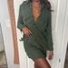 Zara Dresses | Forest Green Long-Sleeve Button-Up Shirt Dress | Color: Green | Size: Xs