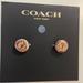 Coach Jewelry | 165. Coach Rose Gold Open Circle Stud Pink Stone Earrings Nwt | Color: Pink | Size: Os