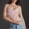 Anthropologie Tops | Anthropologie Maeve Striped Pink Linen Blend Tank Crop Top | Color: Pink/White | Size: M