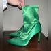 Zara Shoes | Emerald Silk High Heels Booties | Color: Green | Size: 9