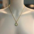 Coach Jewelry | Coach Light Green Cabochon Crystal Pendant 18k/.925 Sterling Silver Necklace | Color: Gold/Green | Size: Necklace Measures 18” In Length