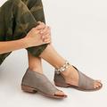 Free People Shoes | Free People Mont Blanc Leather Open Toe Sandal Shoes Size 6 | Color: Gray/Tan | Size: 6.5