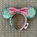 Disney Accessories | Disneyparks Disneyland Mint Green Sequin And Pink Headband Minnie Mouse Ears | Color: Green/Pink | Size: Os