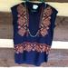 Anthropologie Tops | Anthropologie Hd In Paris S Boho Blue Embroidered Tunic Damask Tank Top Blouse | Color: Blue/Orange | Size: S