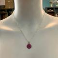 Coach Jewelry | Coach Hot Pink Enamel Pendant .925 Sterling Silver Necklace | Color: Purple/Silver | Size: Measures 18” In Length