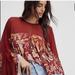 Free People Tops | Free People On The Weekend Printed Top Wide Sleeve Floral Print Wine Gold Pink | Color: Gold/Red | Size: M