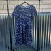 Lularoe Dresses | Lularoe Amelia Dress Size 2x. Blue Background With Cream And Pink Design | Color: Blue/Cream | Size: 2x