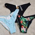 Pink Victoria's Secret Swim | 3 Victoria's Secret Pink V Shape Front Bikini Swim Swimsuit Bottom Xl Two Nwt | Color: Black/Green | Size: Xl