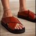Free People Shoes | Free People Roxanne Croc Platform Criss Cross Brown Slide Sandals | Color: Brown | Size: 6