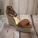 Coach Shoes | Coach Wedge Adjustable Ankle Straps Sandals Tan Leather Trim Size 10b | Color: Tan | Size: 10b