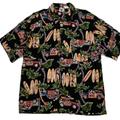 Disney Shirts | Disney Catalog Mens Button Up Hawaiian Shirt Large Mickey Mouse Black S/S | Color: Black | Size: L