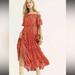 Free People Dresses | Free People Barclay Maxi Off Shoulder Floral Orange Red Dress Medium | Color: Orange | Size: M