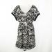 Anthropologie Dresses | Anthropologie Postmark Dress Size Medium Tan Black Floral Gathered Sonata Mini | Color: Black/White | Size: M