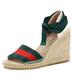 Gucci Shoes | Gucci Canvas Wedges | Color: Green/Red | Size: 9