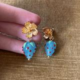 Anthropologie Jewelry | Blue Strawberry Flower Drop | Color: Blue | Size: Os