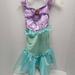 Disney Costumes | Girl The Little Princess Mermaid Costume Brooch Long Dress Up 4 | Color: Blue/Gold/Green/Purple | Size: Description Disney 4