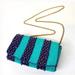 Anthropologie Bags | Anthropologie Striped Teal And Navy Beaded Crossbody Bag | Color: Blue/Green | Size: Os