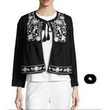 Kate Spade Jackets & Coats | Broome Street Kate Spade Embroidered White Floral Boxy Open-Front Jacket Black | Color: Black | Size: S